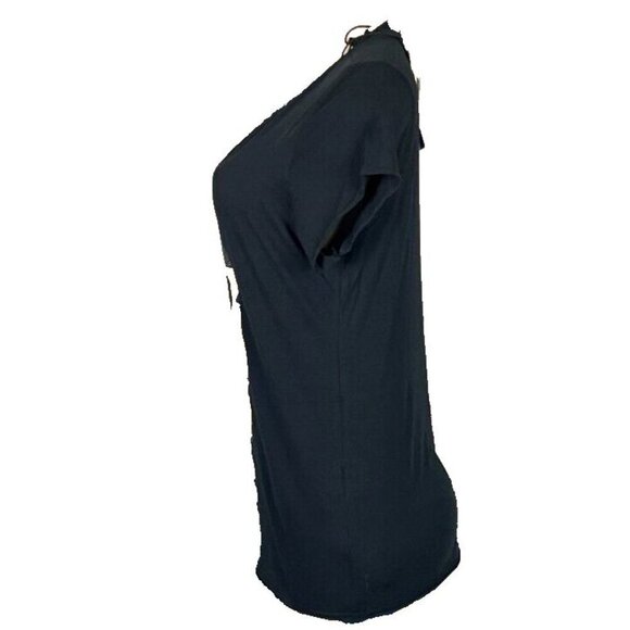 Zadig & Voltaire L Black Skull Metallic Camo Split Neck Cotton Short Sleeve Tee - Picture 5 of 6